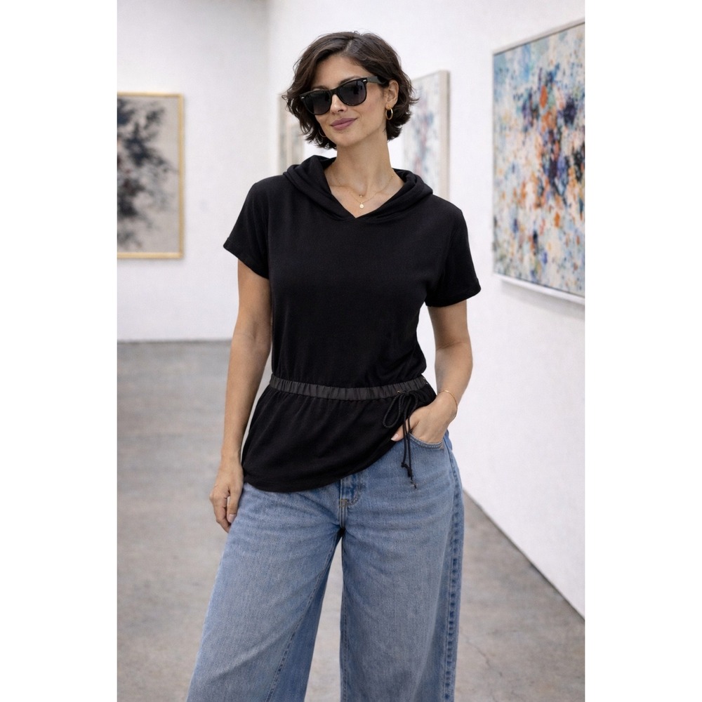 B Barneys‎ New York CO-OP Black Hooded Sweater Top – Size Small